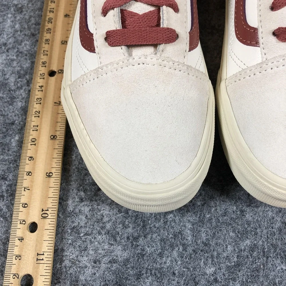 Vans Old Skool Shoes Men 5.5 / Women 7 White Burgundy Leather Suede Low Top - Picture 10 of 16